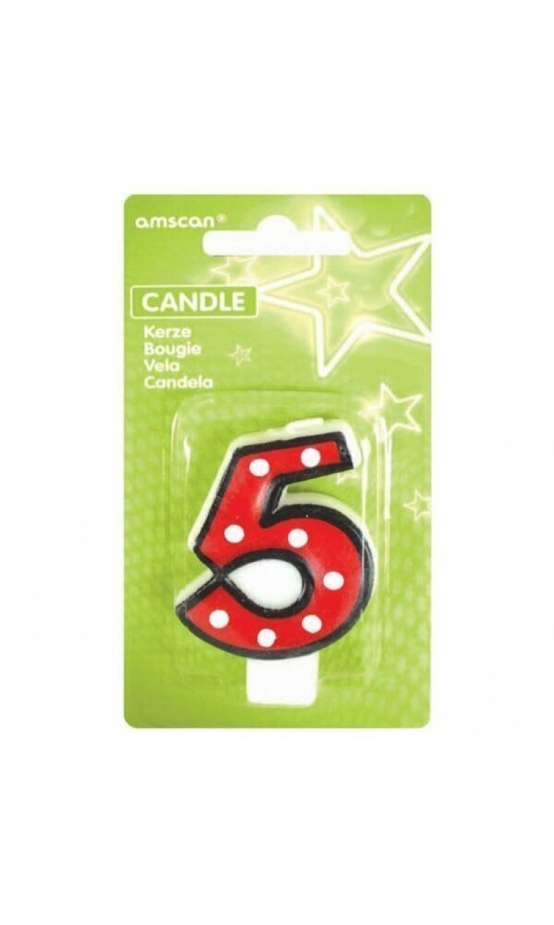 Candle Number 5 Red - 7cm