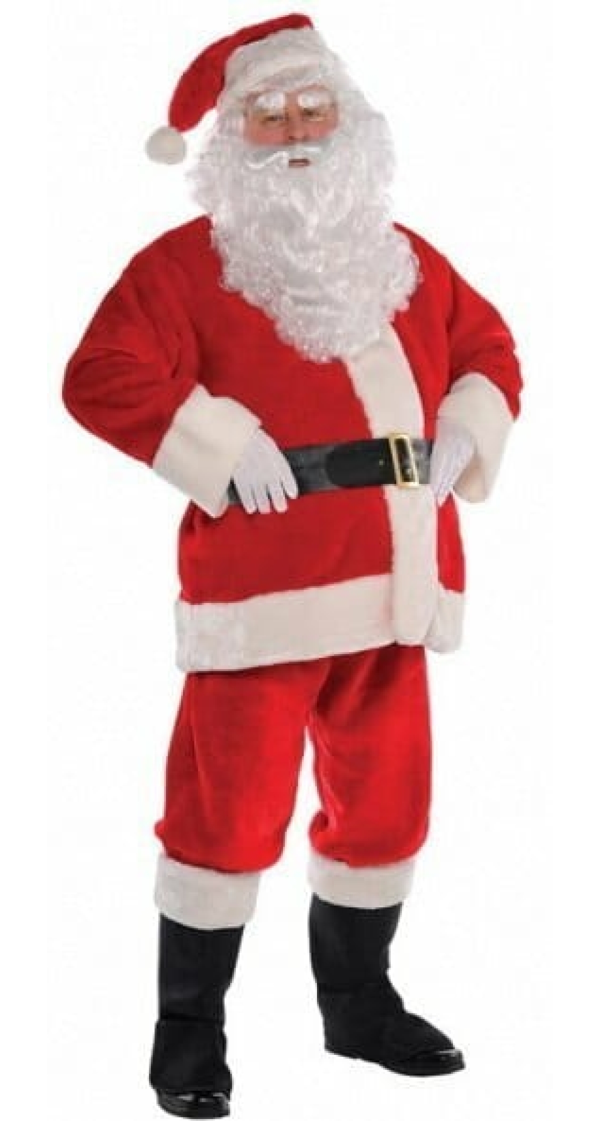 Plush Santa Suit with Wig & Beard - Adult Size Large / Extra Large