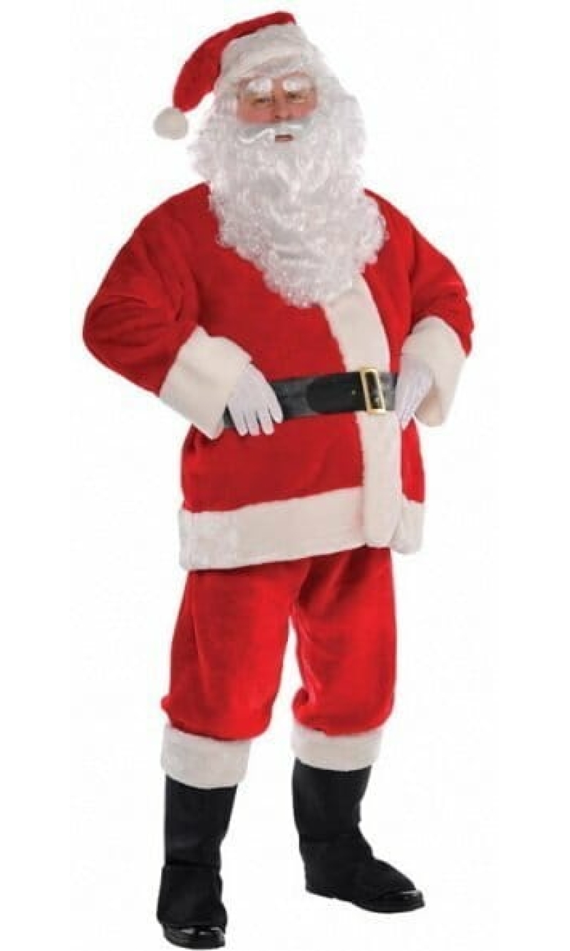 Plush Santa Suit with Wig & Beard - Adult Size Large / Extra Large