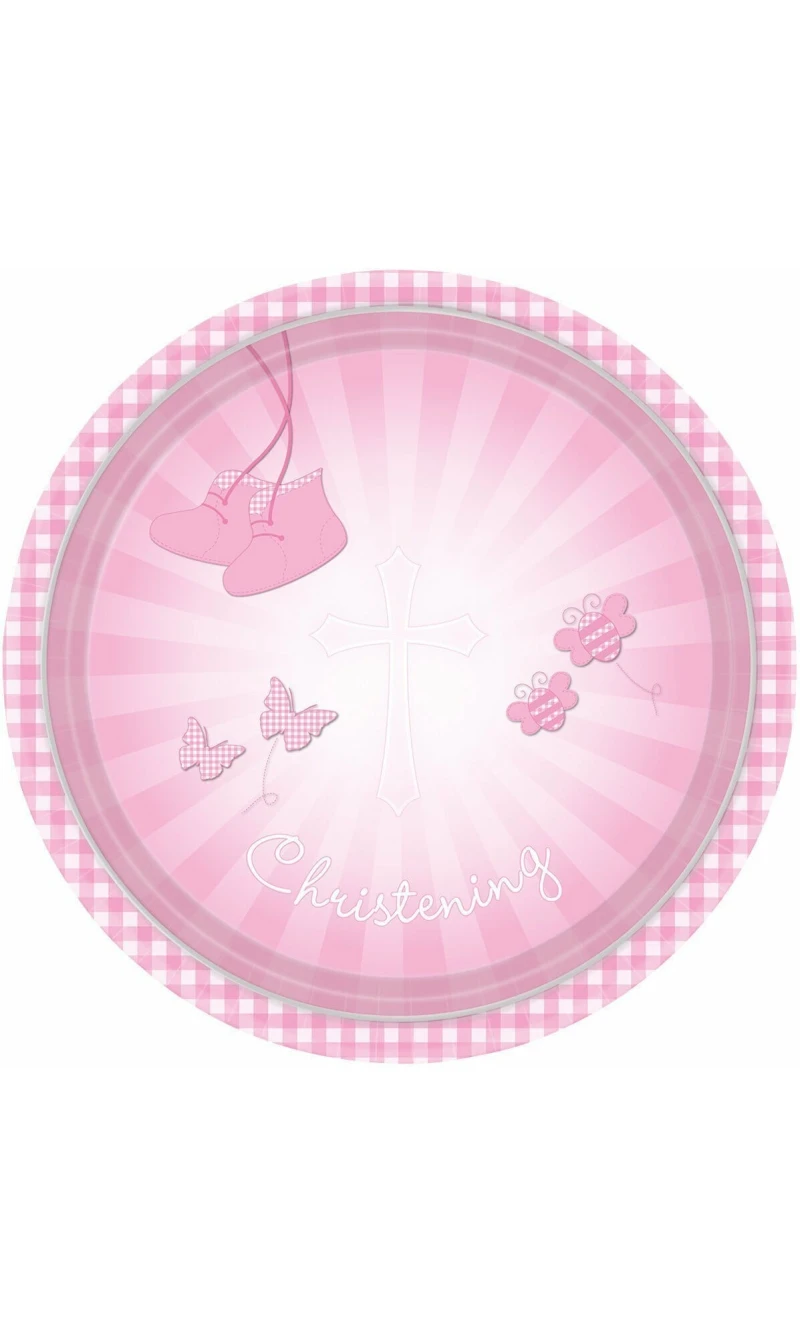 Pink Booties Paper Plates 23cm - 8pk