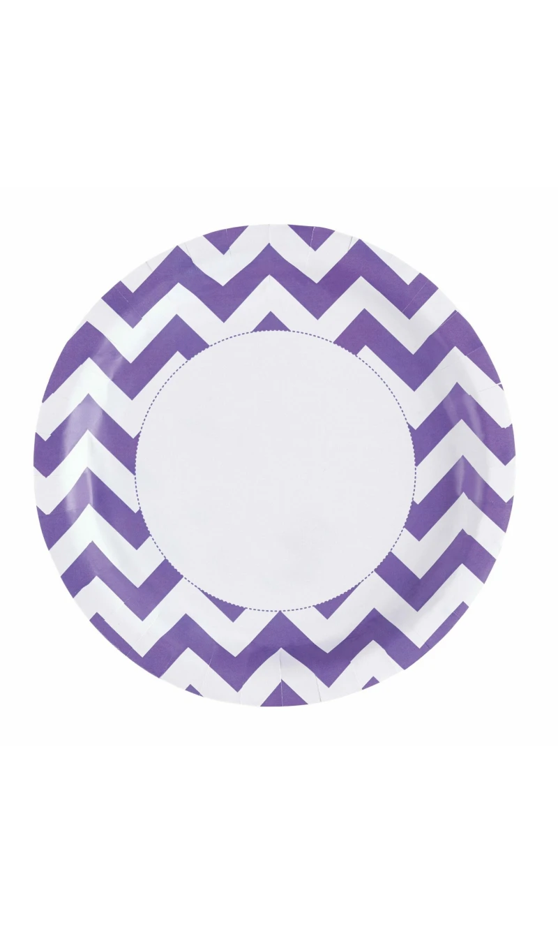 New Purple Chevron - 8 x Paper Plates 22.8 cm