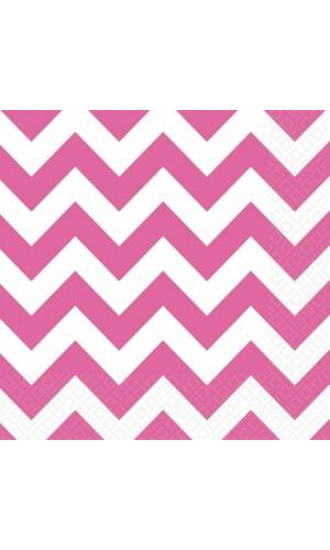 Bright Pink Chevron - 20 x Lunch Napkins
