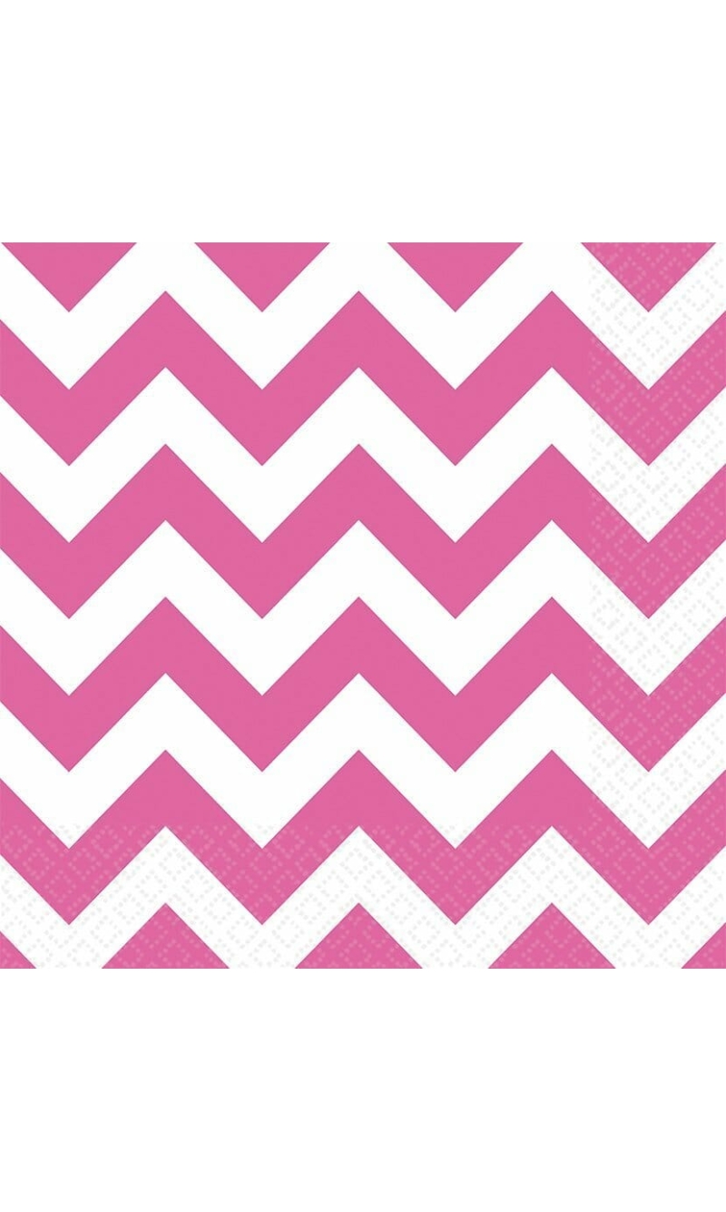 Bright Pink Chevron - 20 x Lunch Napkins