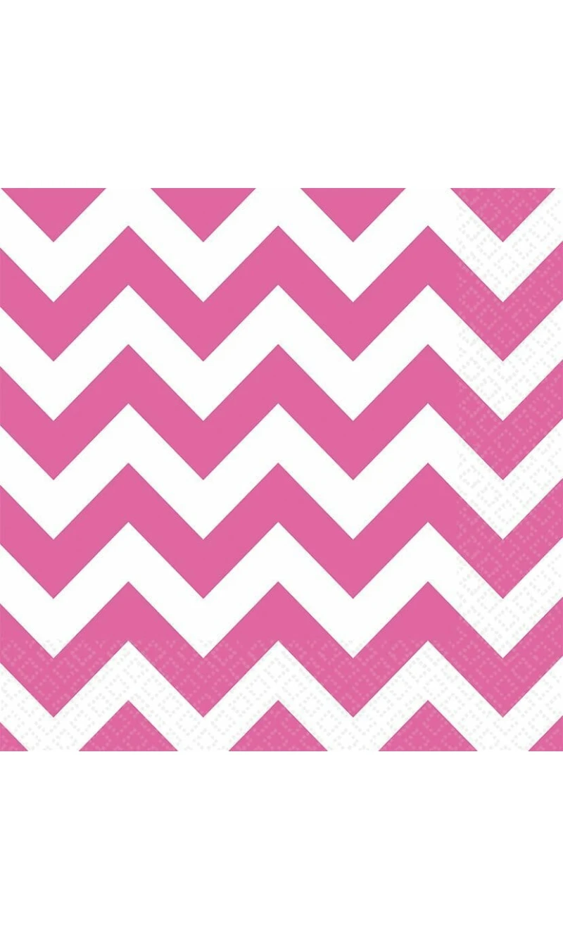 Bright Pink Chevron - 20 x Lunch Napkins