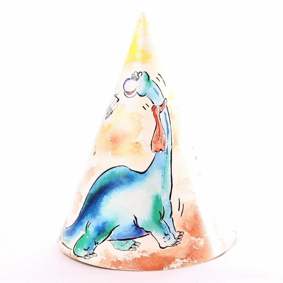 Party Hat Paper Dinosaur with Music Notes - 11.5cm x 15.5cm