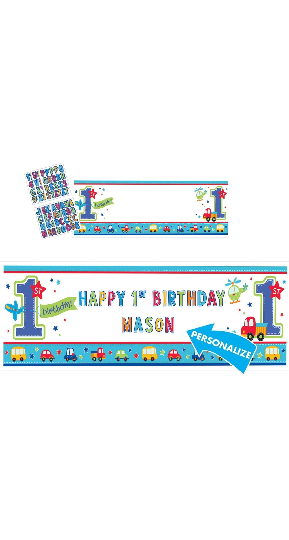 All Aboard 1st Birthday Boy Personalized Giant Banner Kit - 1.5m