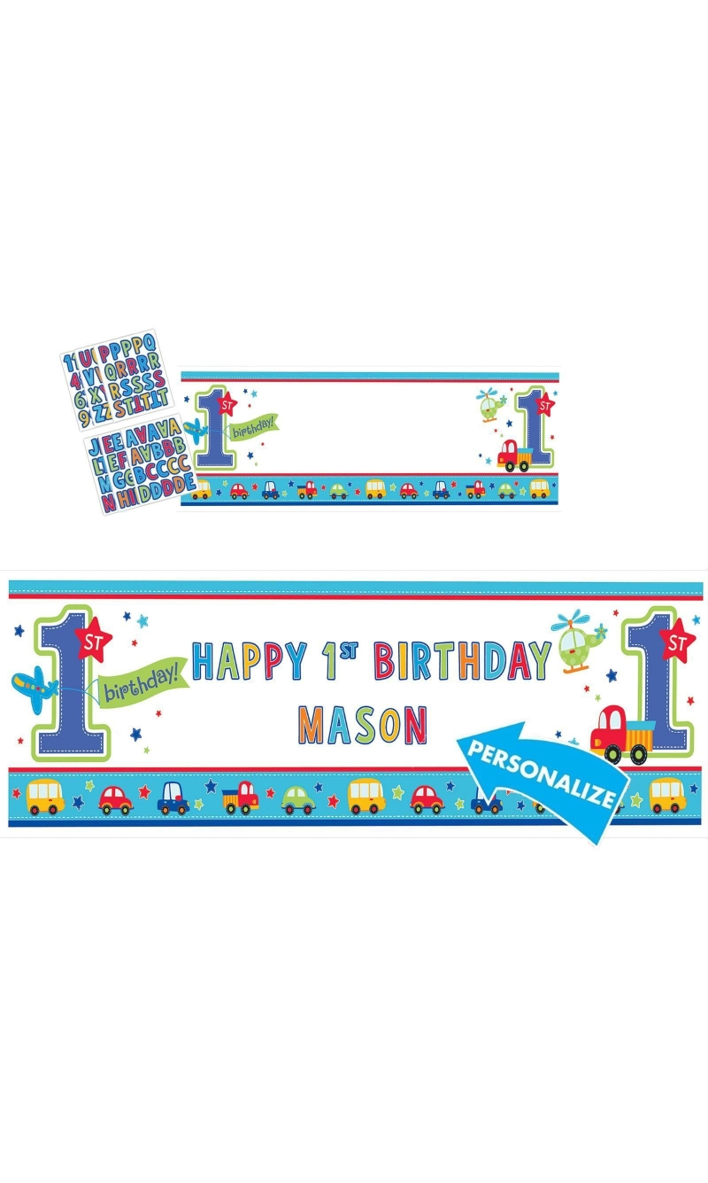All Aboard 1st Birthday Boy Personalized Giant Banner Kit - 1.5m