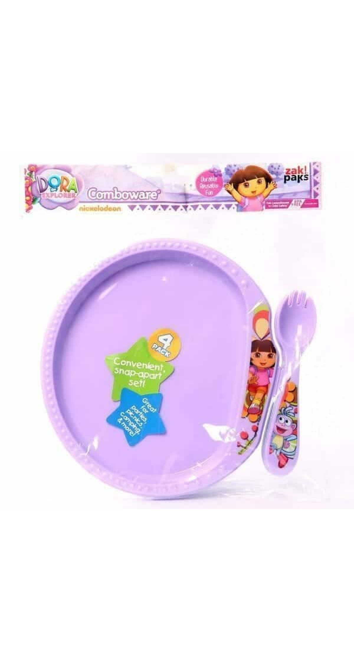 Dora The Explorer Purple Plastic Comboware 9cm x 7cm - 4pk