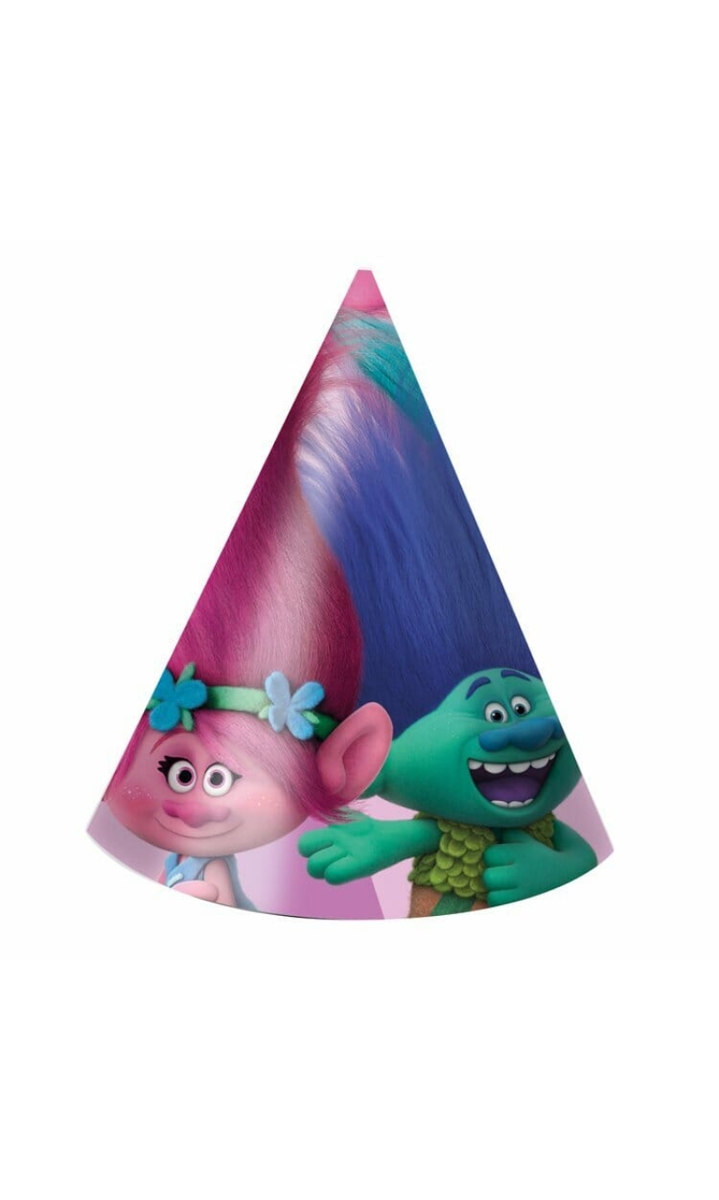 Trolls Party Hats - 6pk