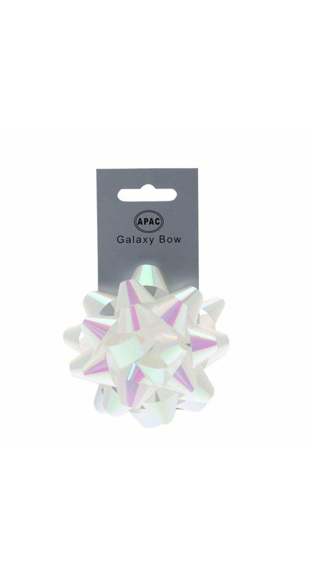 Galaxy Bow On Header Iridescent White 75mm - 1pk