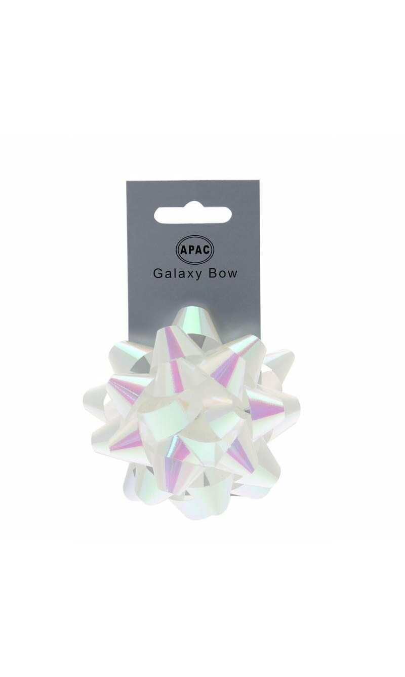 Galaxy Bow On Header Iridescent White 75mm - 1pk
