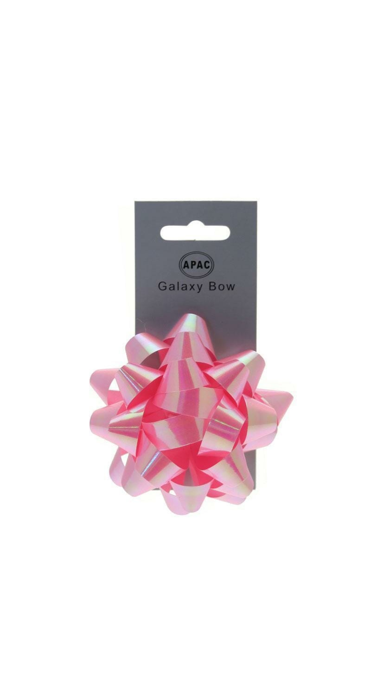 Galaxy Bow On Header Iridescent Pink 75mm - 1pk
