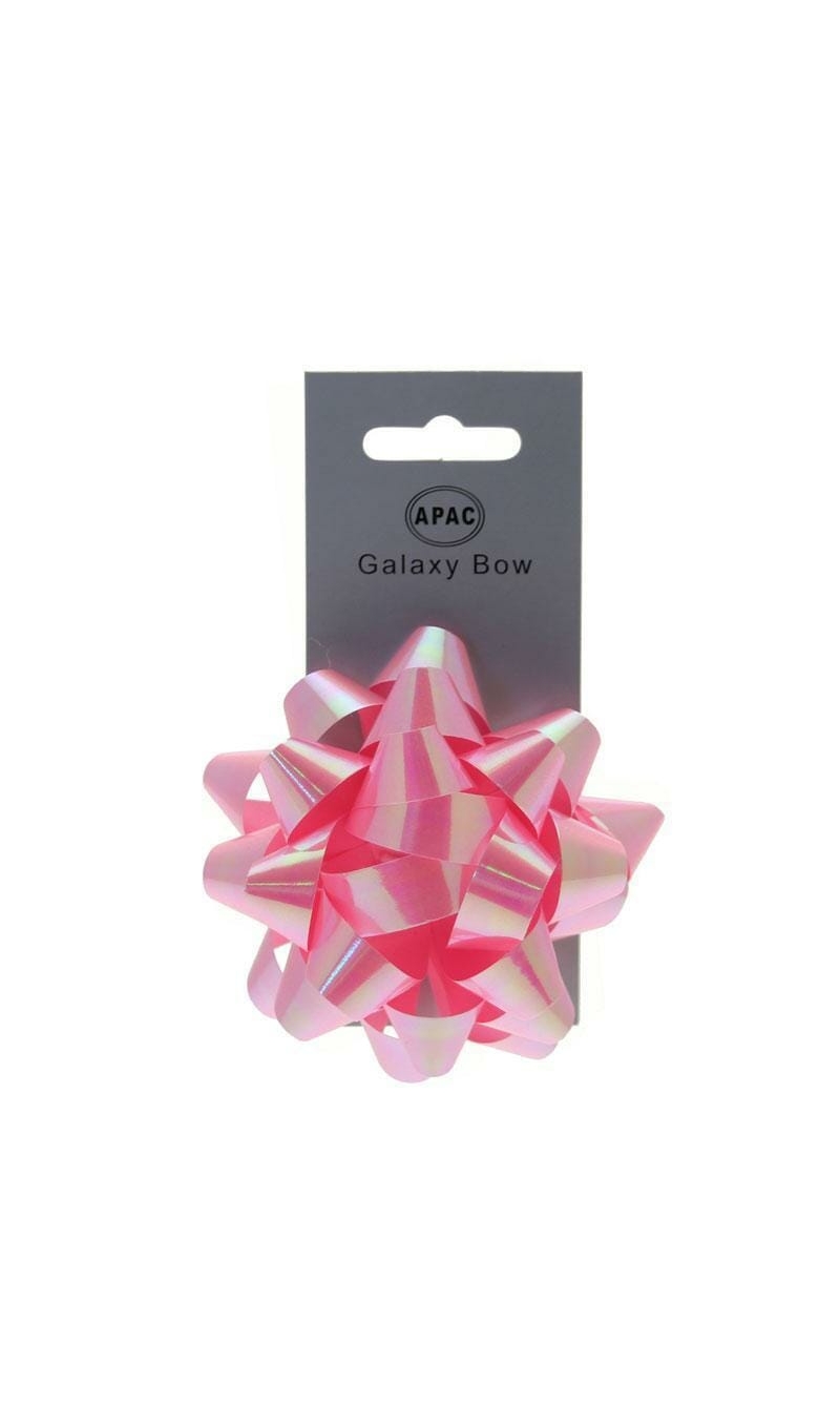 Galaxy Bow On Header Iridescent Pink 75mm - 1pk