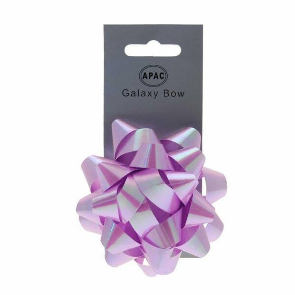 Galaxy Bow On Header Iridescent Lilac 75mm - 1pk