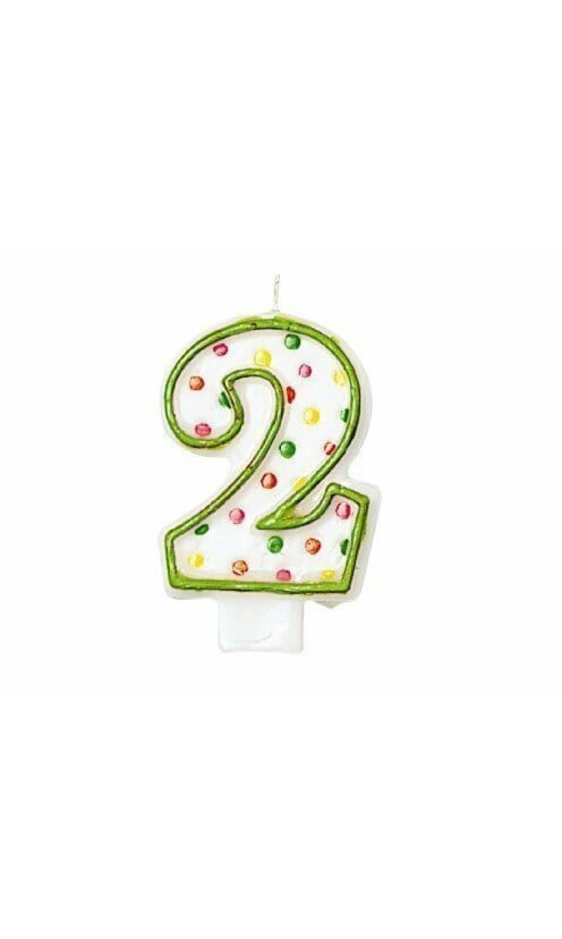Candle Number 2 Green - 7cm