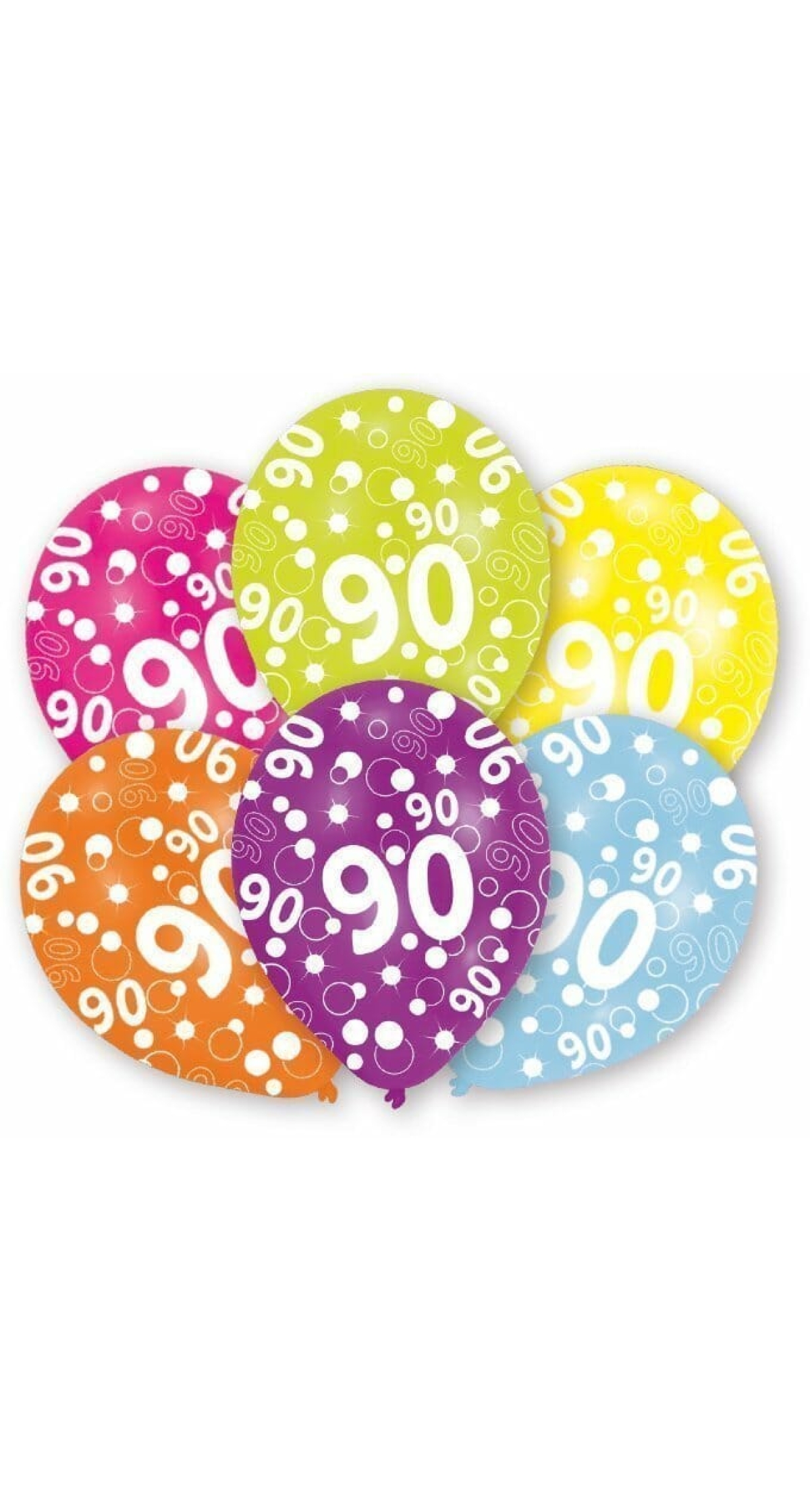 90th Birthday Assorted Printed Latex Balloons 11" - 6pk