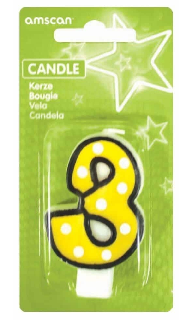 Candle Number 3 Yellow - 7cm
