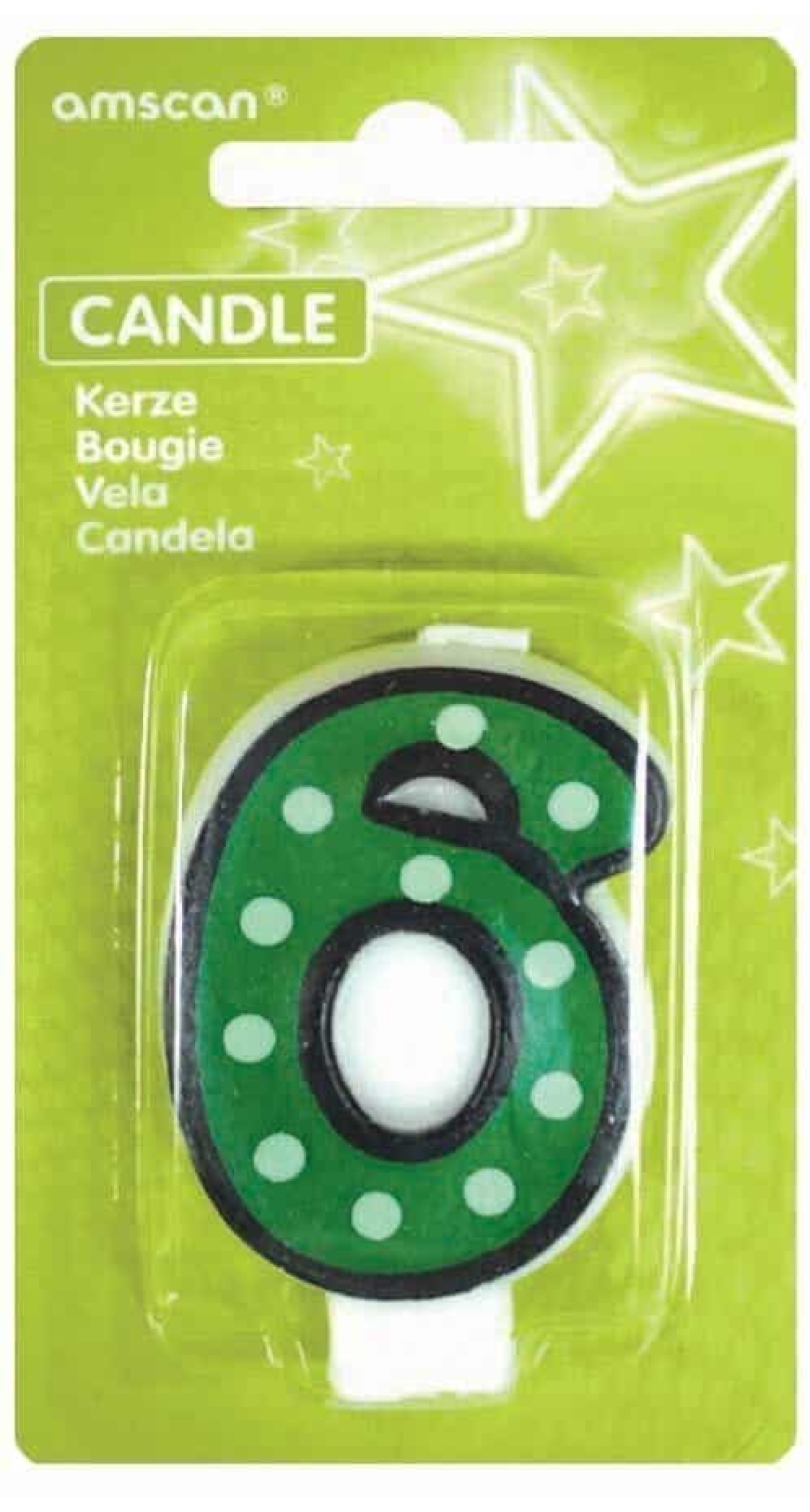 Candle Number 6 Green - 7cm