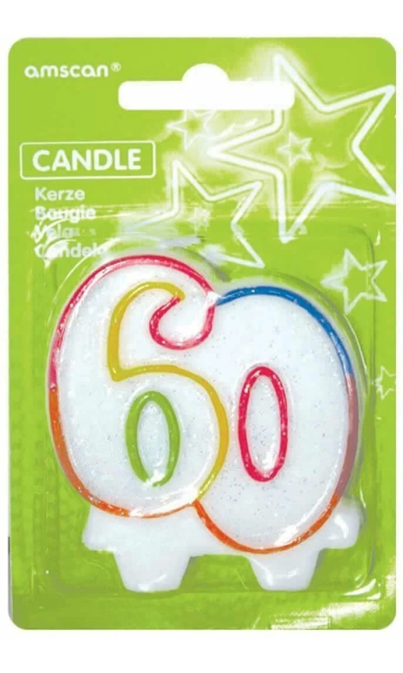 Candle Number 60 - 8cm x 6.5cm