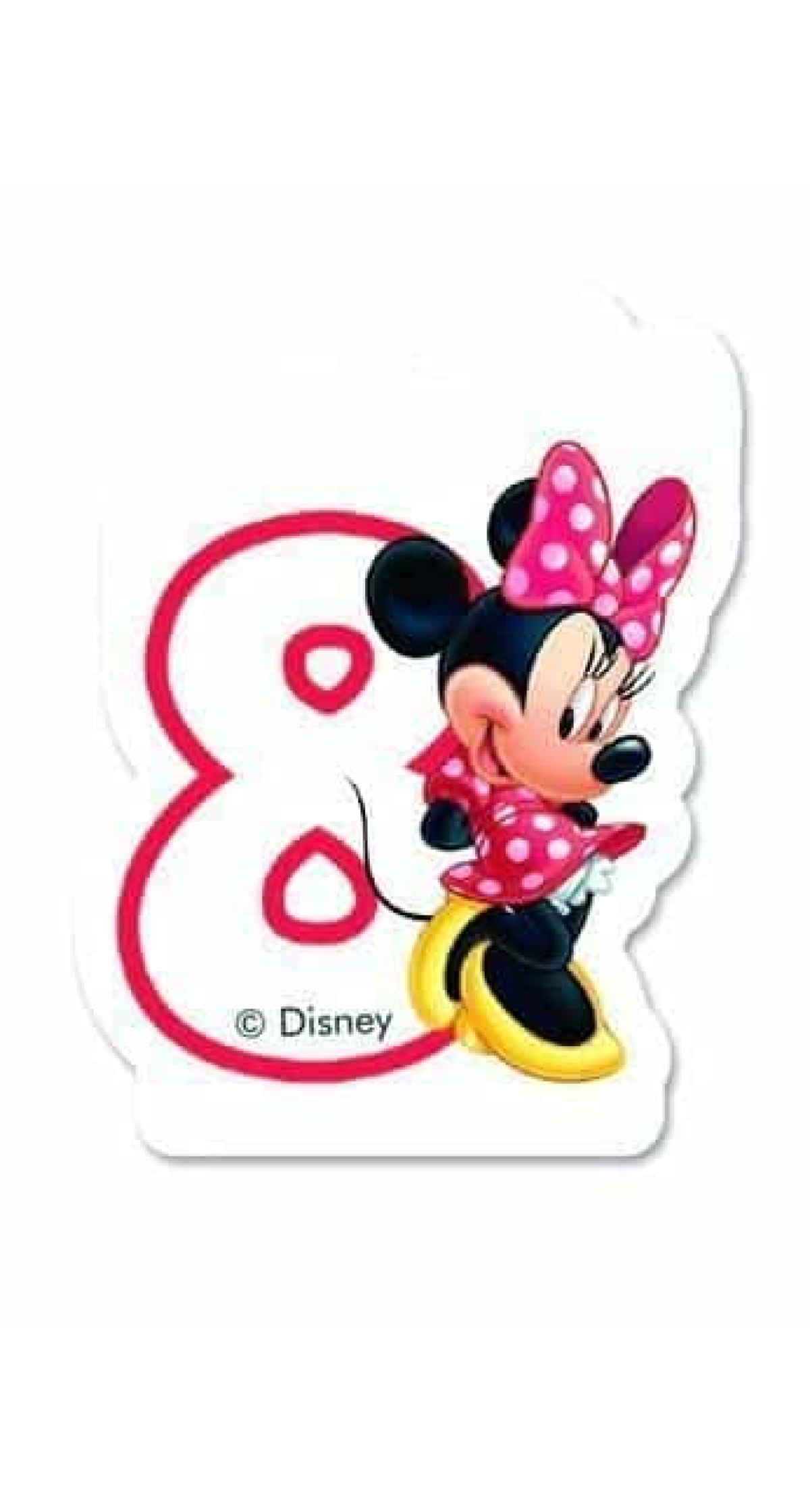 Disney Minnie Mouse Birthday Numeral Candles No 8 - 1pk