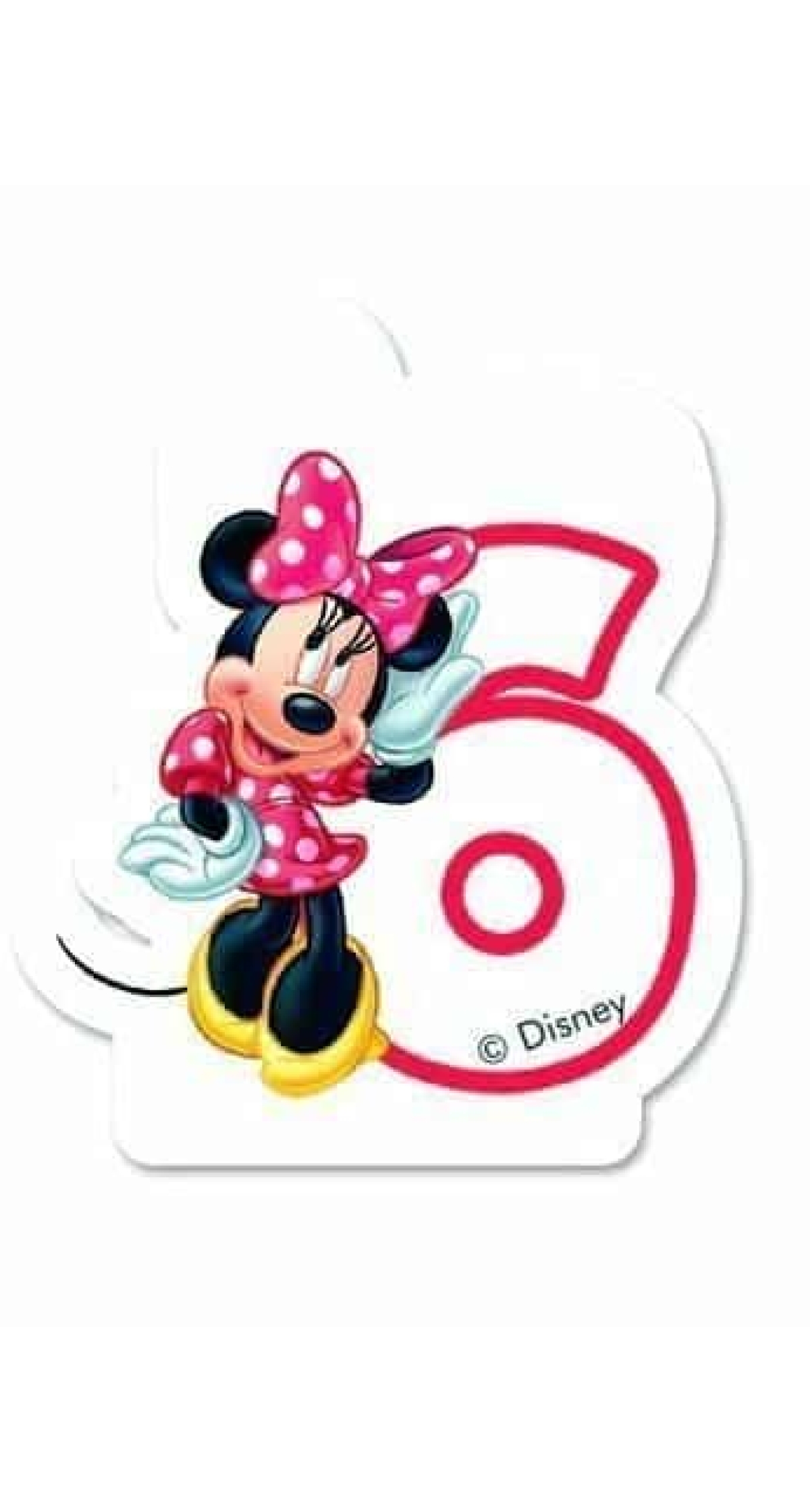 Disney Minnie Mouse Birthday Numeral Candles No 6 - 1pk