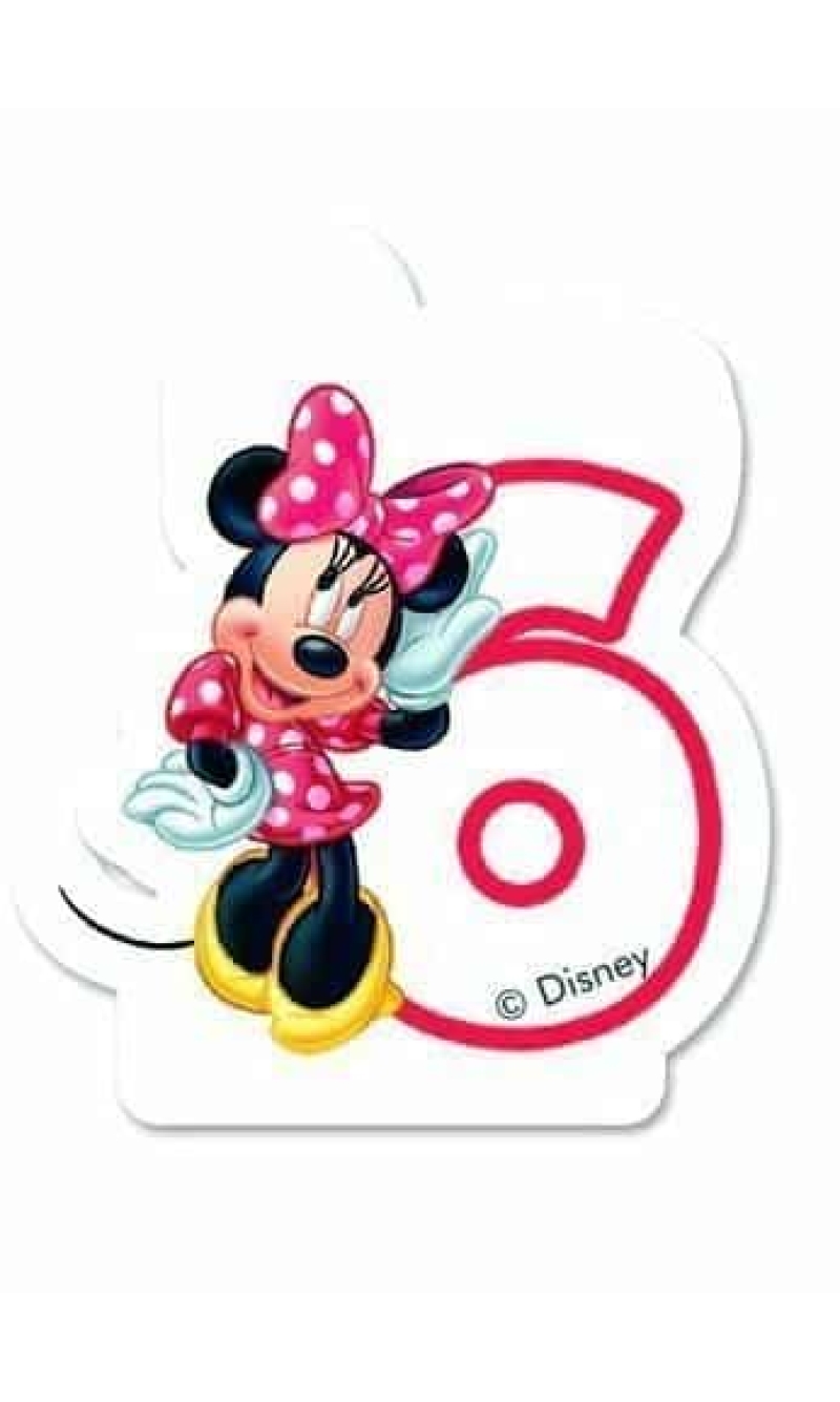 Disney Minnie Mouse Birthday Numeral Candles No 6 - 1pk