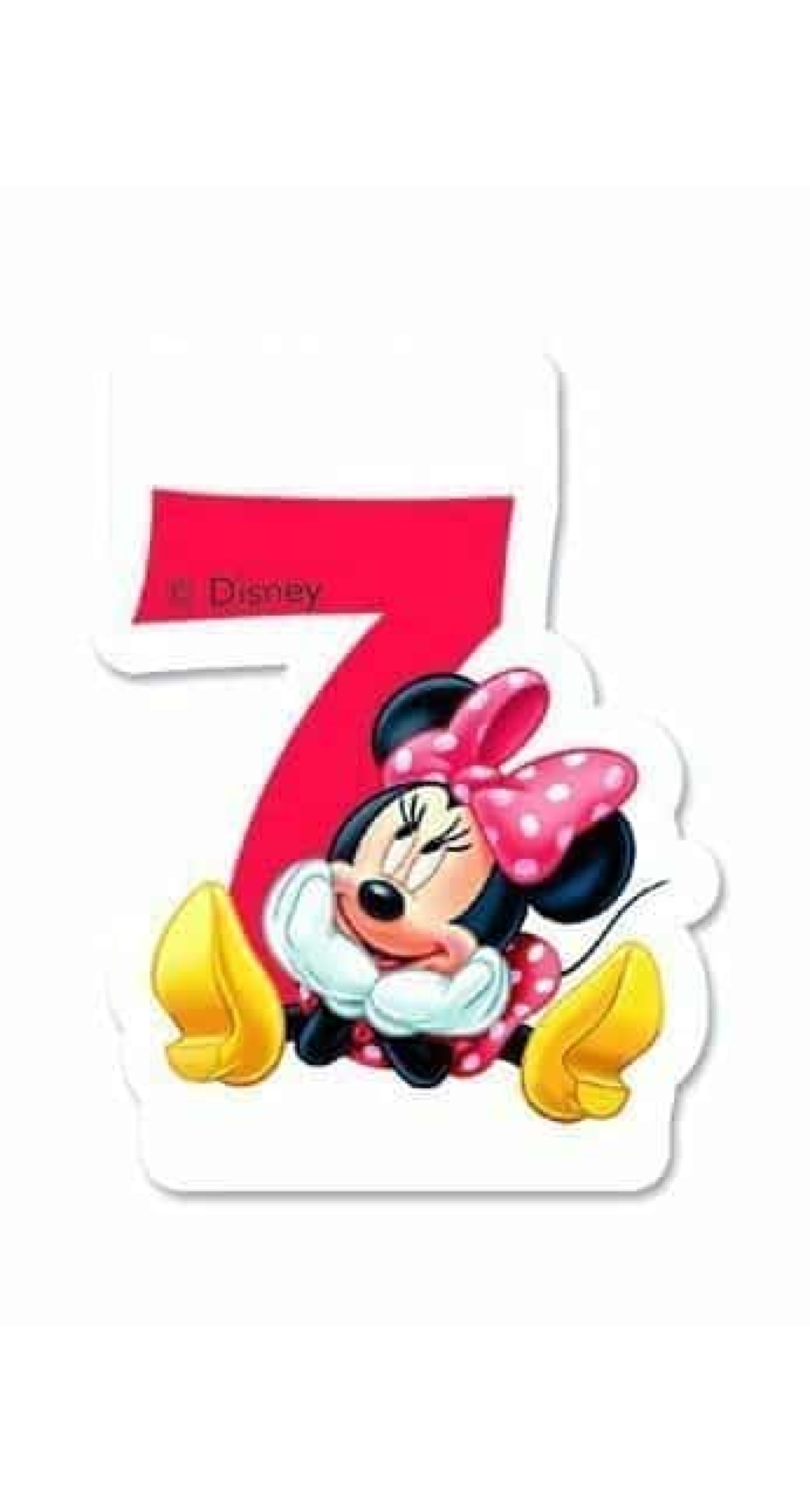 Disney Minnie Mouse Birthday Numeral Candles No 7 - 1pk