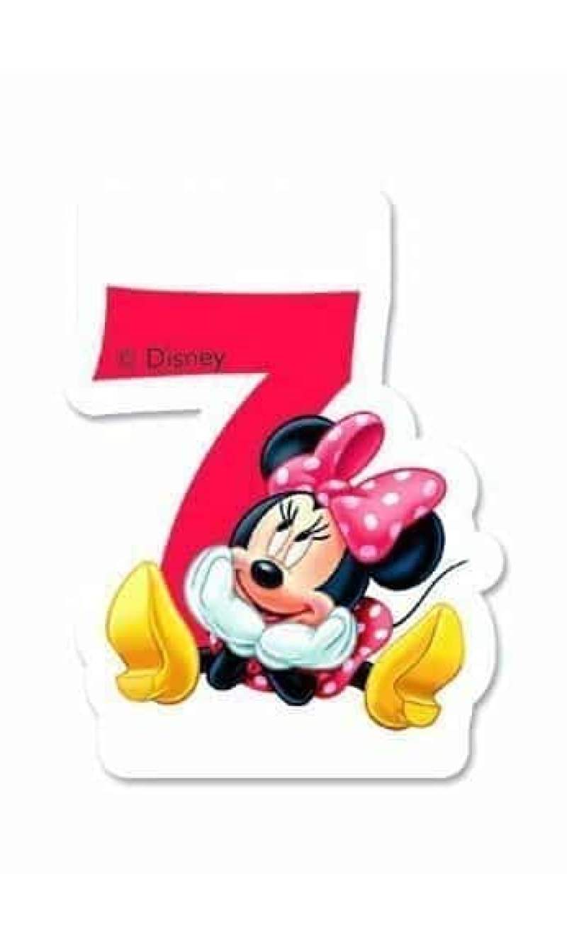Disney Minnie Mouse Birthday Numeral Candles No 7 - 1pk