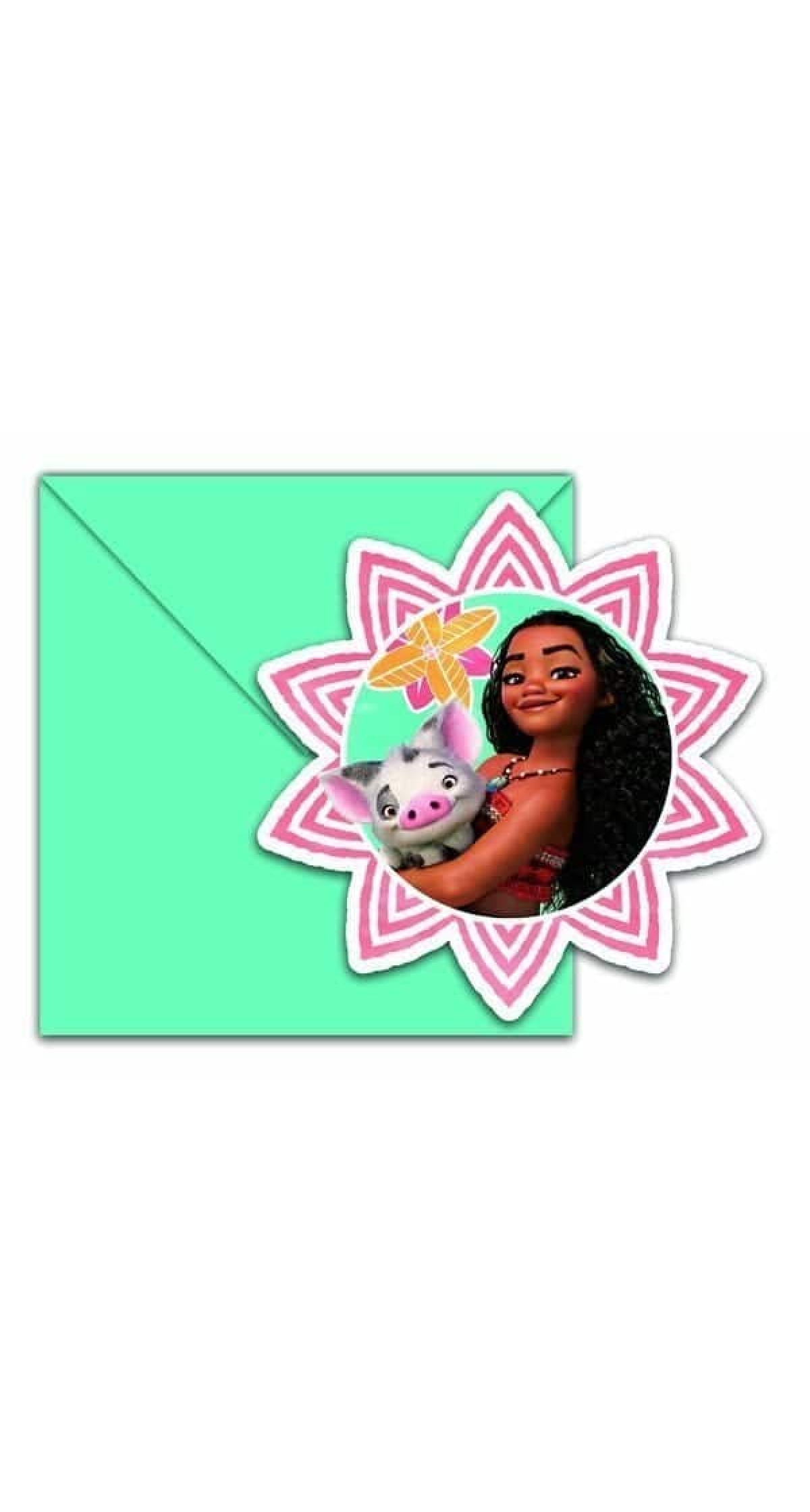 Moana Die-cut Invitations & Envelopes  - 6pk