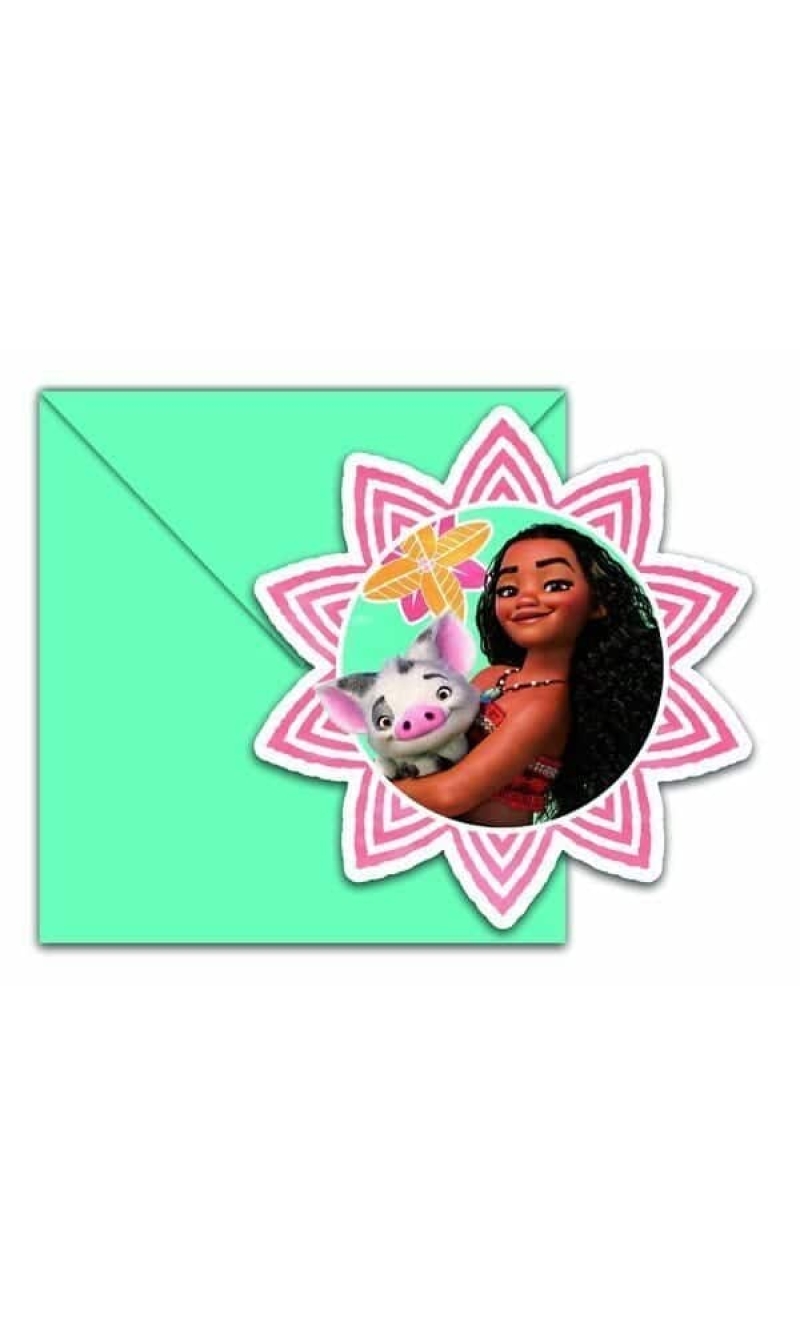 Moana Die-cut Invitations & Envelopes  - 6pk