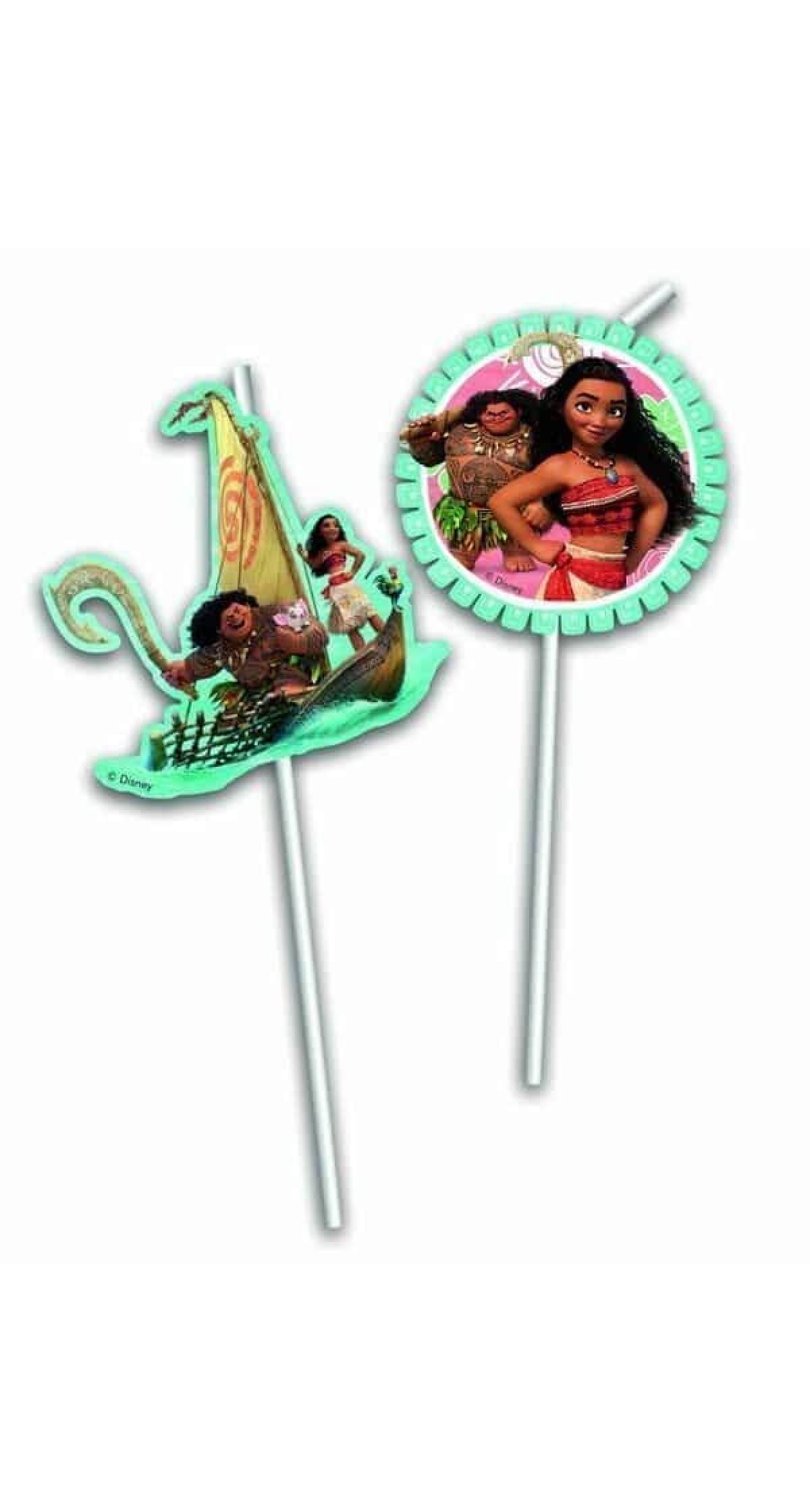 Moana Medallion Flexi Drinking Straws  - 6pk