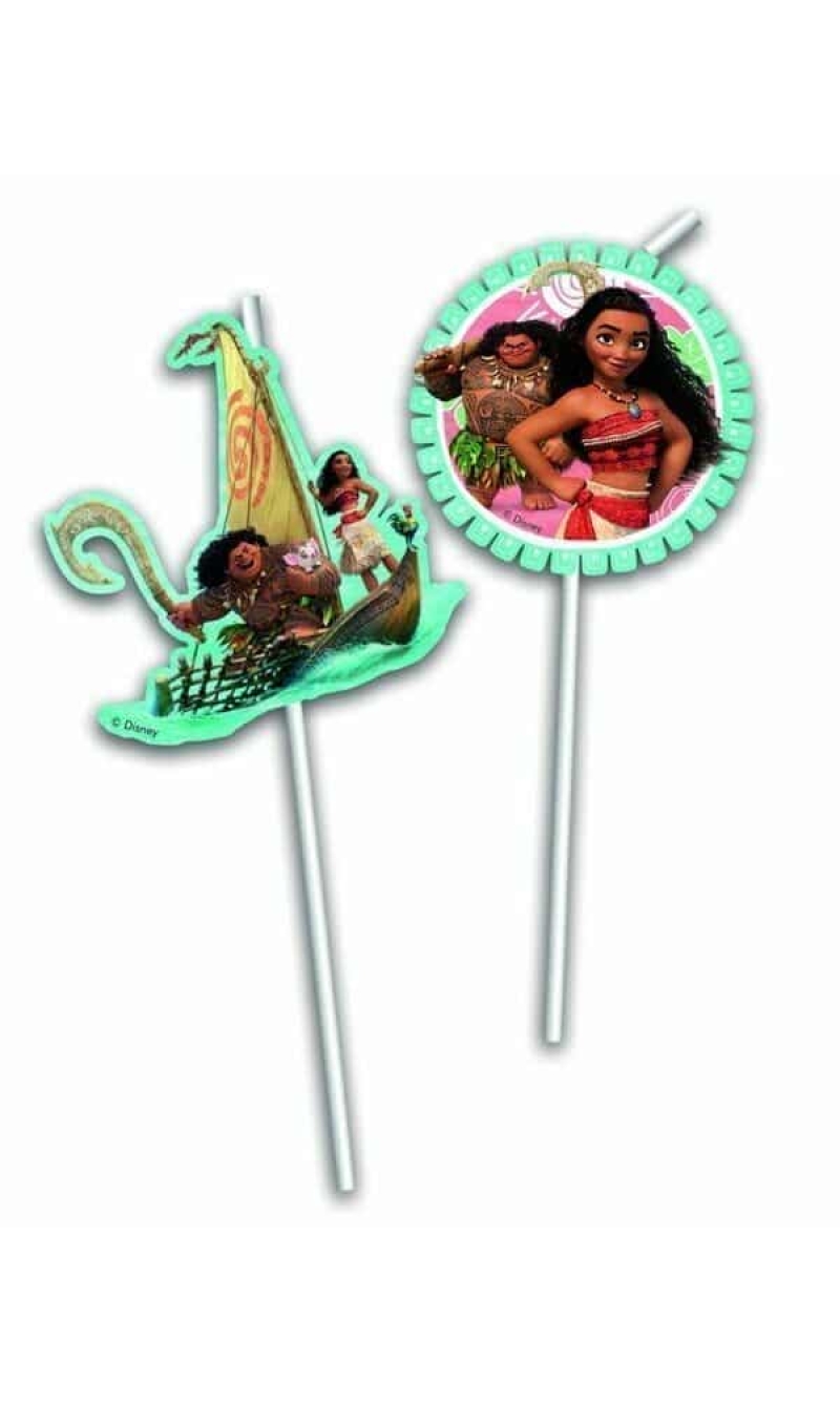 Moana Medallion Flexi Drinking Straws  - 6pk