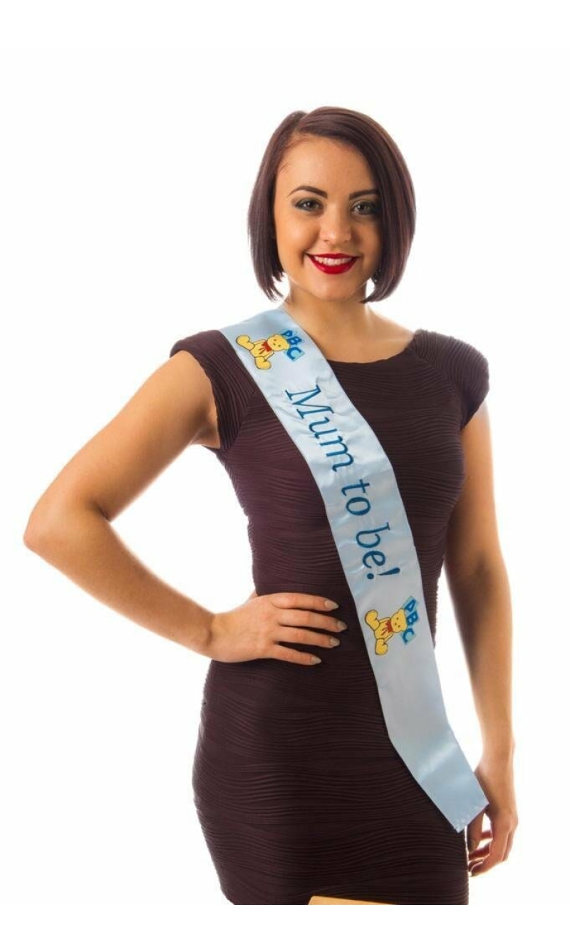 Baby Shower Party Embroidered Sash Mum to Be – Blue