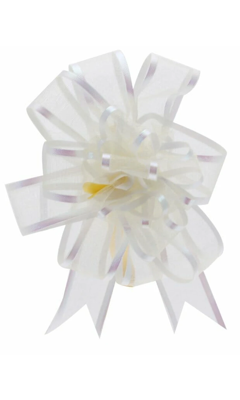 Organza Pull Bow Ivory 25mm - 1pk