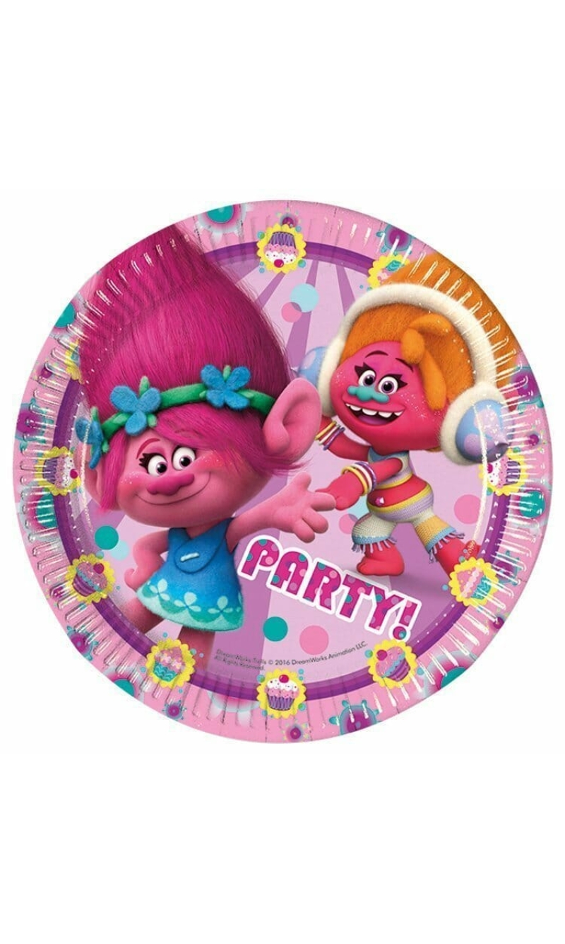 Trolls Paper Plates 23cm -8pk