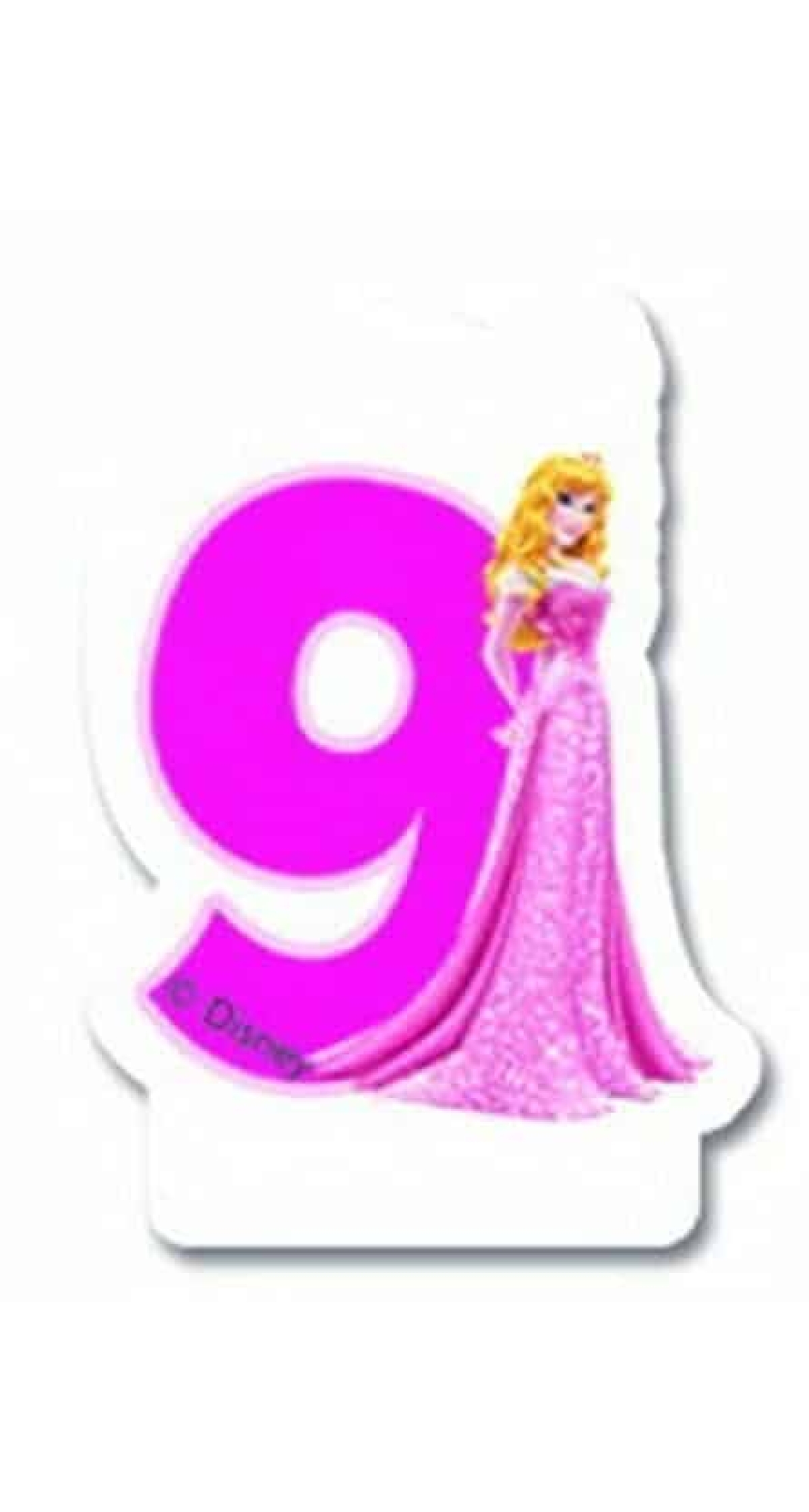 Disney Princess  Birthday Numeral Candles No 9 - 1pk
