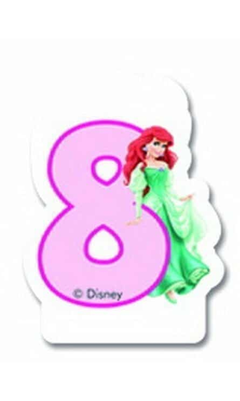 Disney Princess  Birthday Numeral Candles No 8 - 1pk