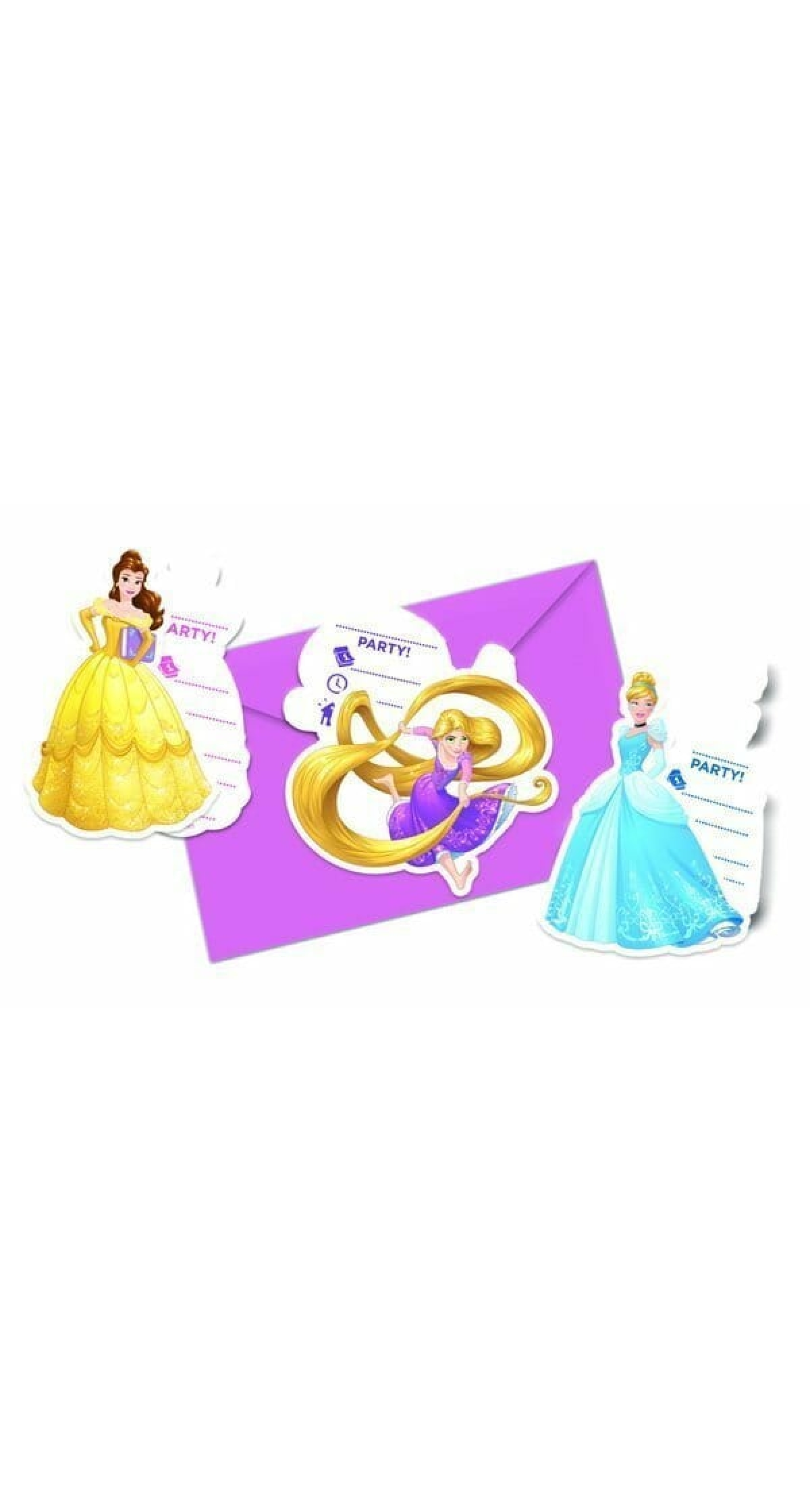 Princess Heartstrong Die-cut Invitations & Envelopes (3 mixed designs)  - 6pk