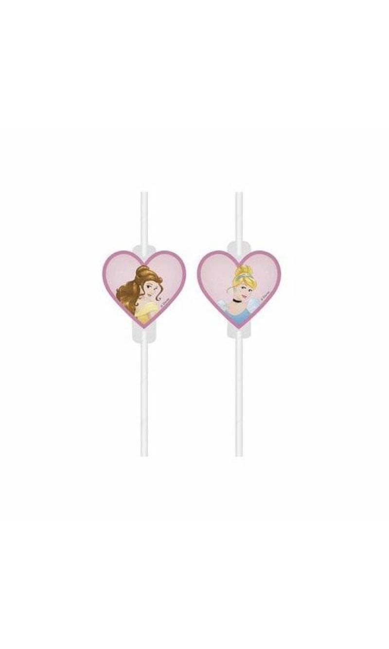 Disney Princess Medallion Paper Flexi Straws - 4pk