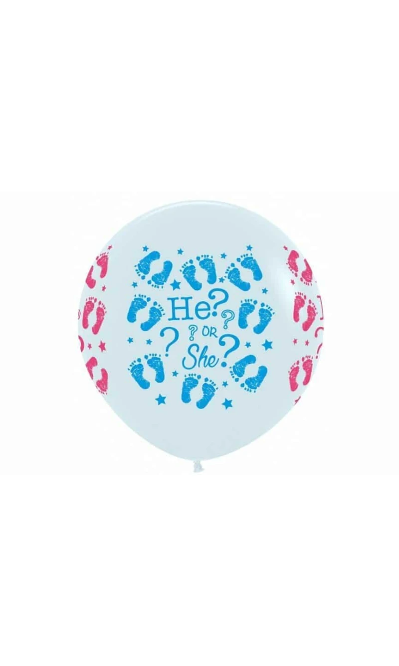 Fashion Solid White Gender Reveal He or She - 36" Latex Balloon