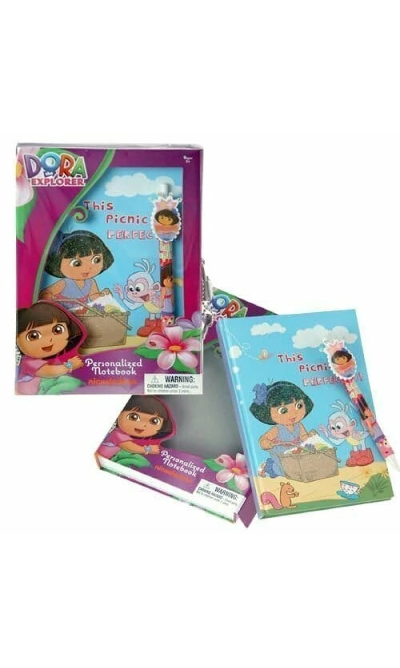 Dora the Explorer Personalized Stationery Diary Set w/ bling Pen & Key - 8" x 6"
