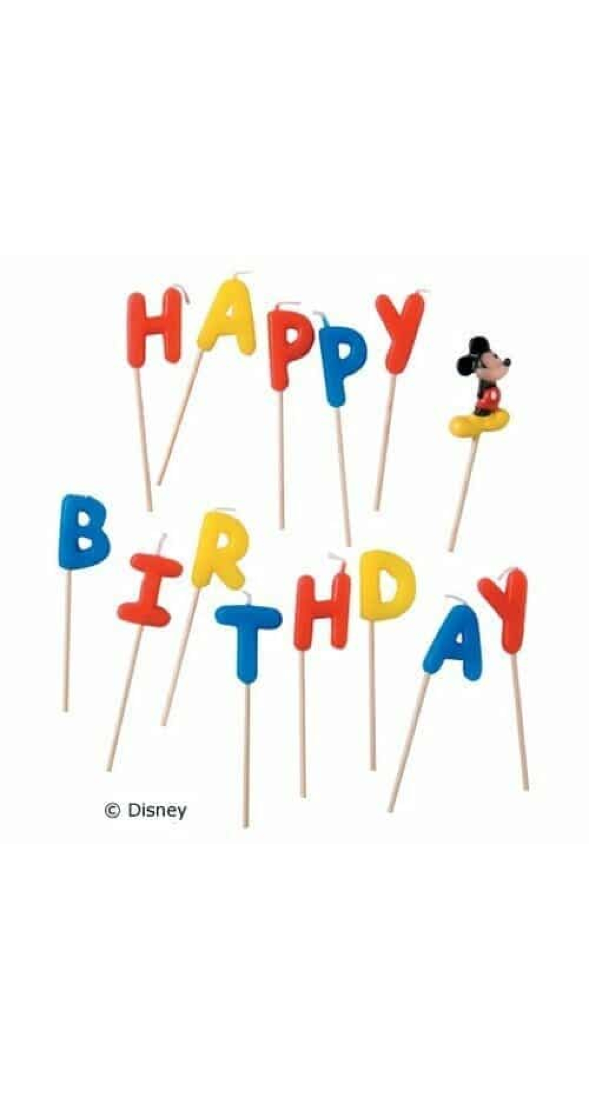 Disney Mickey Party Favours "Happy Birthday" Toothpick Candles  - 1pk