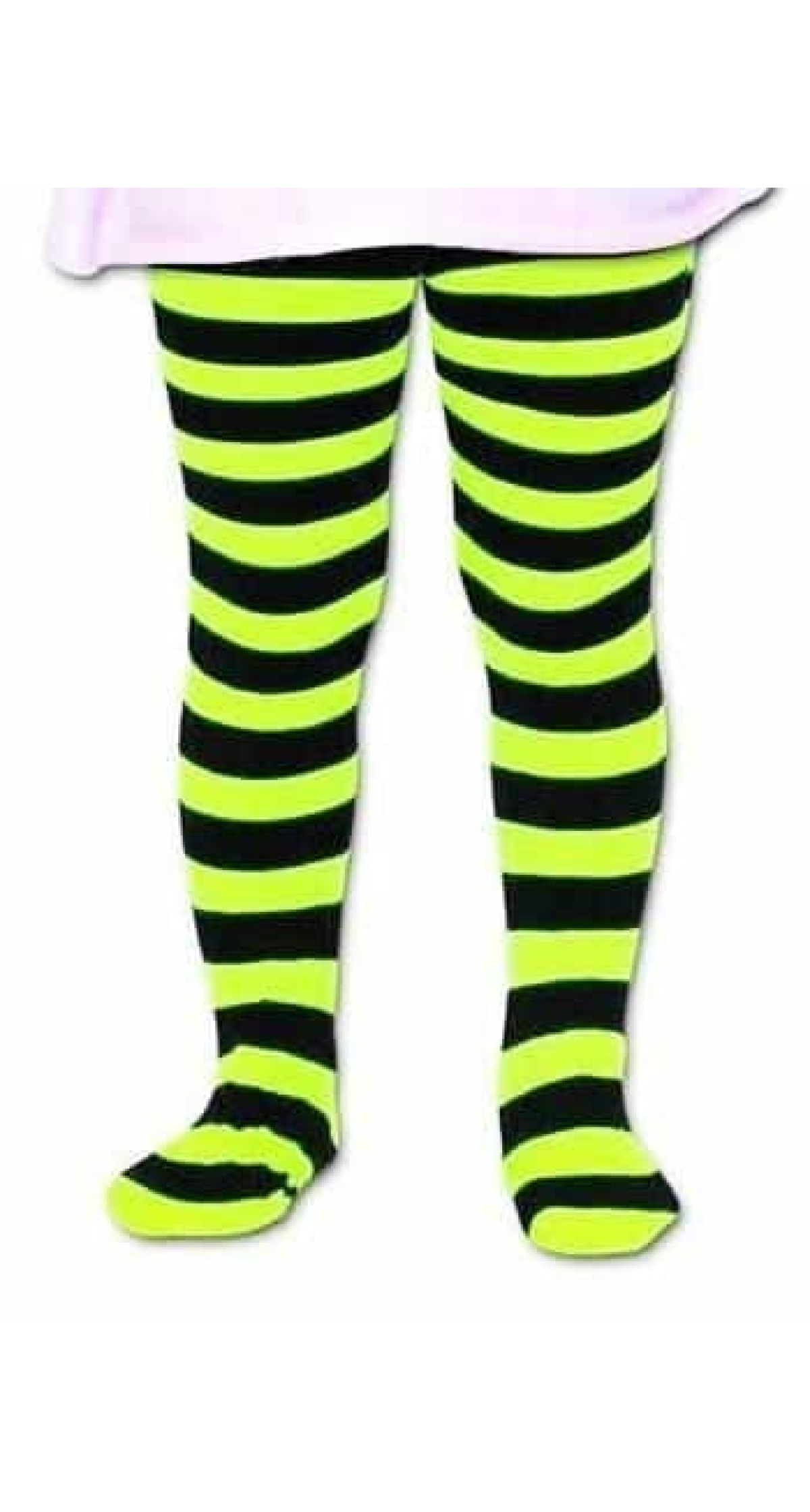 Yellow Neon Stripe Tights - Age 6 to 10 Years