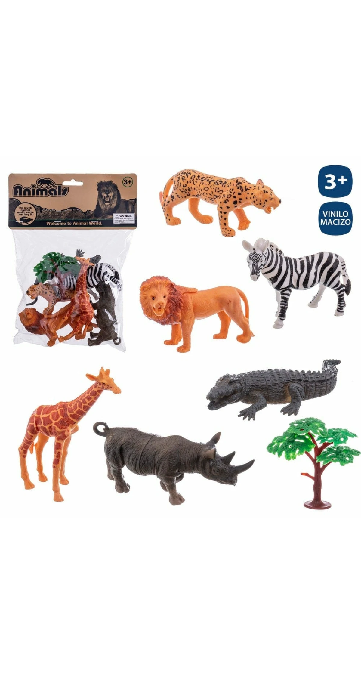 S/6 WILD ANIMAL WITH ACCESSORIES VINYL 16 CM