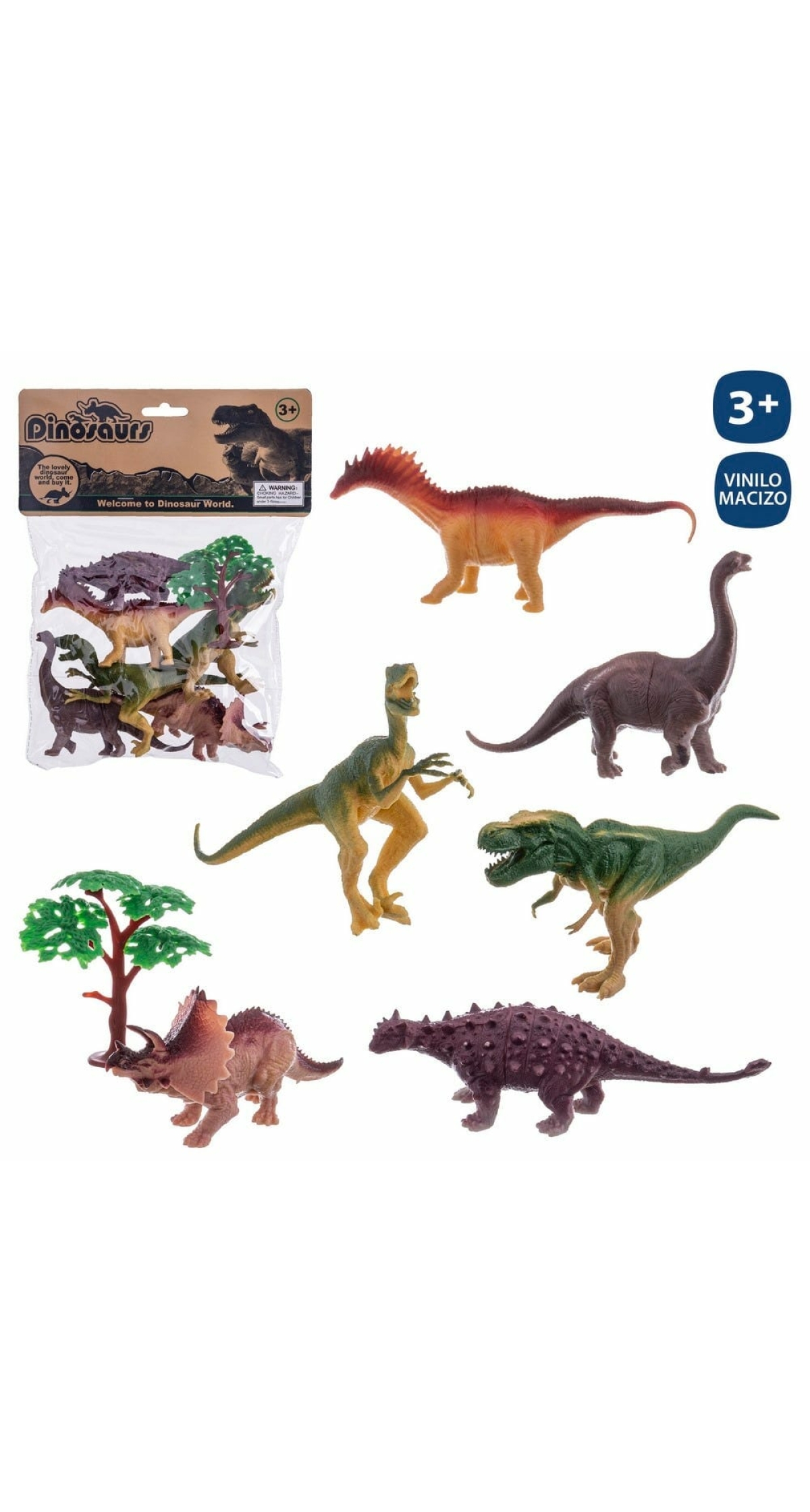 S/6 DINOSAUR WITH ACCESSORIES VINYL 16 CM