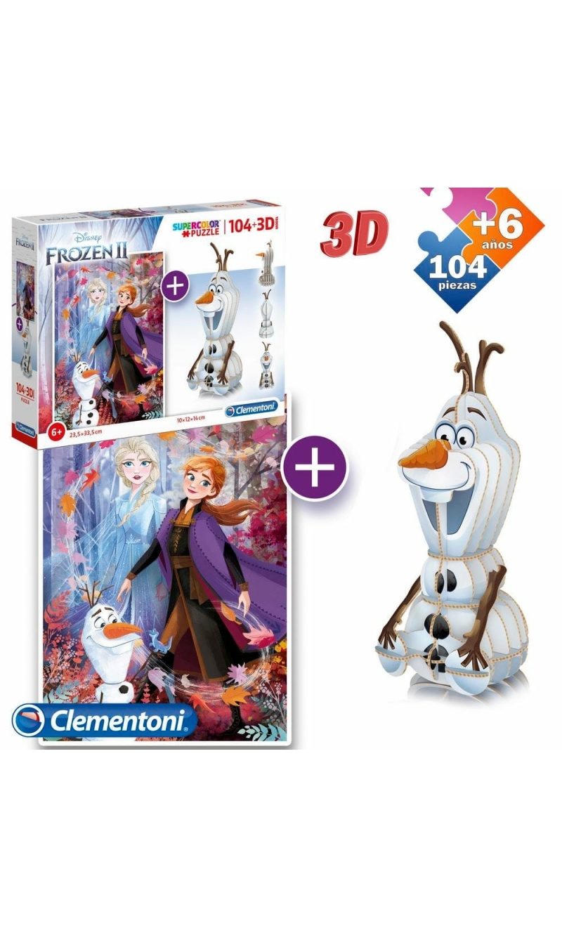 Jigsaw Puzzle With 3D Model Frozen 2 - 104pcs