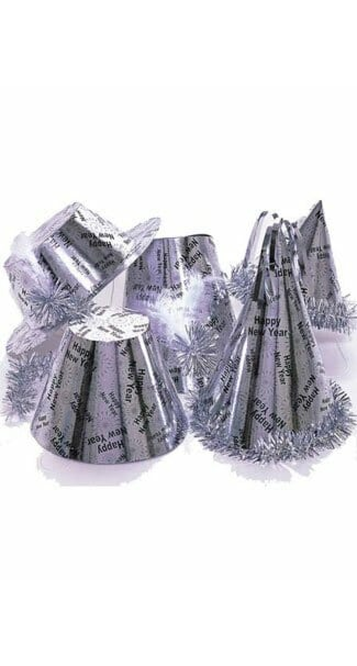 Silver Happy New Year Party Hats (Assorted Designs) - 1pk