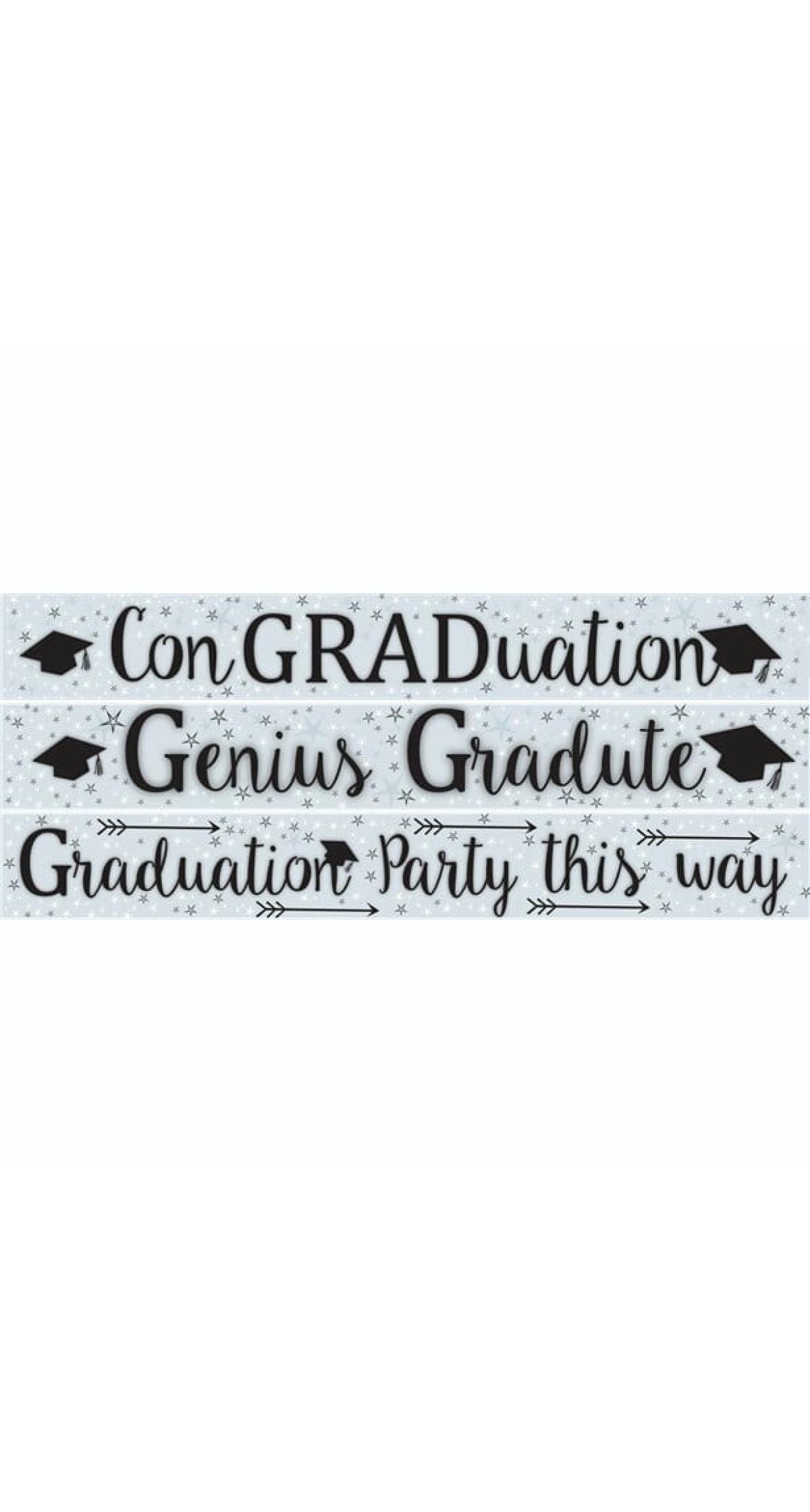 Graduation Paper Banners 3 Designs 1m Each - 3pk