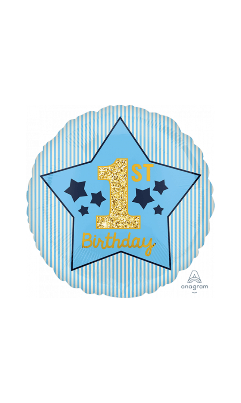 1st Birthday Round Foil Balloon – 17″ (43cm)