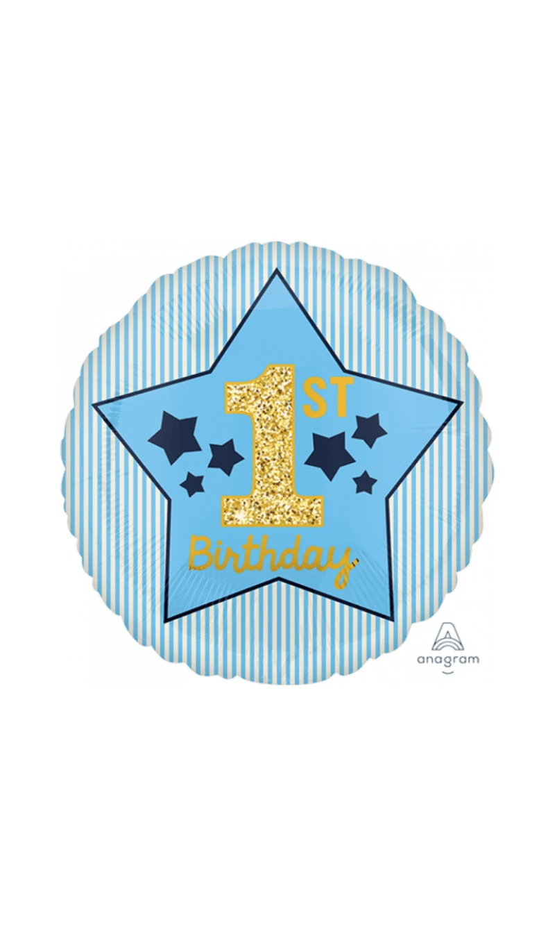 1st Birthday Round Foil Balloon – 17″ (43cm)